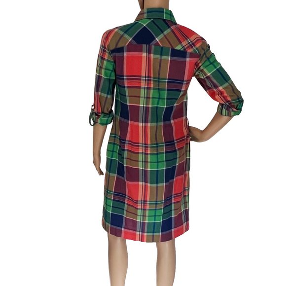 Talbots-Petites long-sleeve-shirt-dress-in-madras-plaid.-Great-for-travel - 2 - Picture 4 of 4